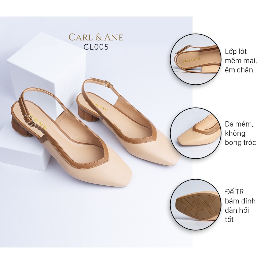Giày cao gót mũi vuông hở gót cao 3cm phong cách nhiều màu lựa chọn CL005