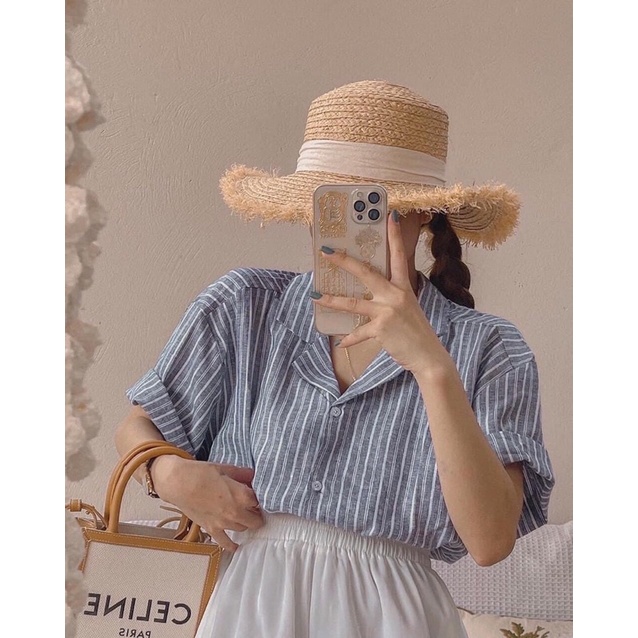 Set Áo Sơ Mi Kẻ Form Rộng Oversize Mix Quần Short Chun Rộng ❌FREESHIP❌Set Đồ Xinh [Áo Sơmi form rộng Ulzzang Style]