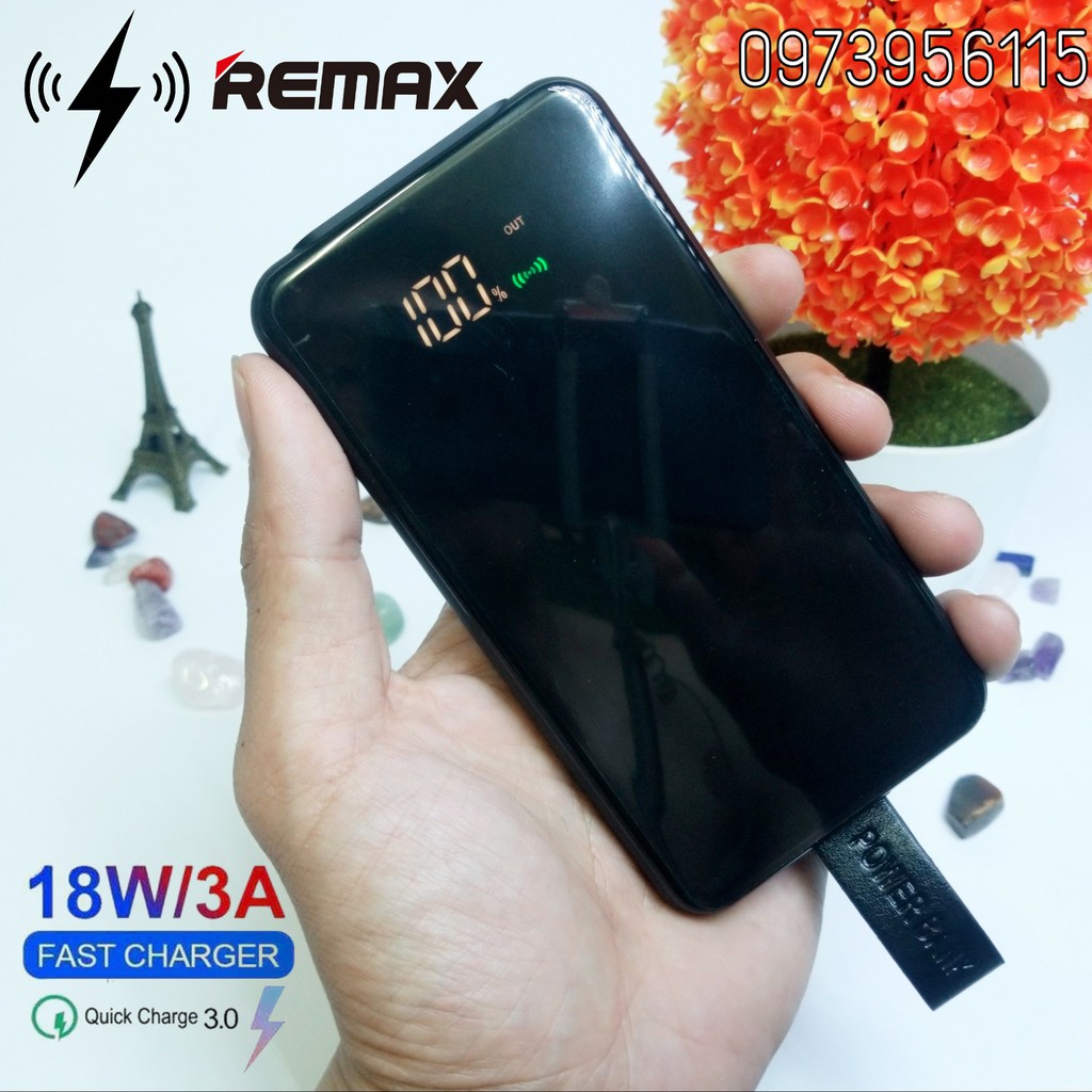 Sạc dự phòng không dây 10000mAh REMAX RPP-105 hỗ trợ sạc nhanh 18W - Pin sạc dự phòng REMAX chính hãng