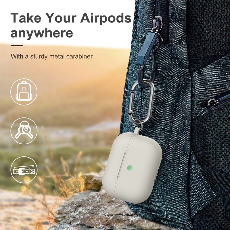 Vỏ Bảo Vệ Hộp Sạc Tai nghe không dây Airpods Pro Bằng Silicon Tpu Kèm Móc Treo Tiện Dụng