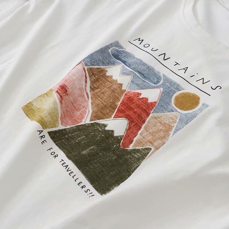 Áo Phông Nữ Hình Mountains Áo Thun Form Rộng chất vải Cotton Thoáng Mát, Mềm Mịn, Thấm Hút Mồ Hôi - Seolafashion