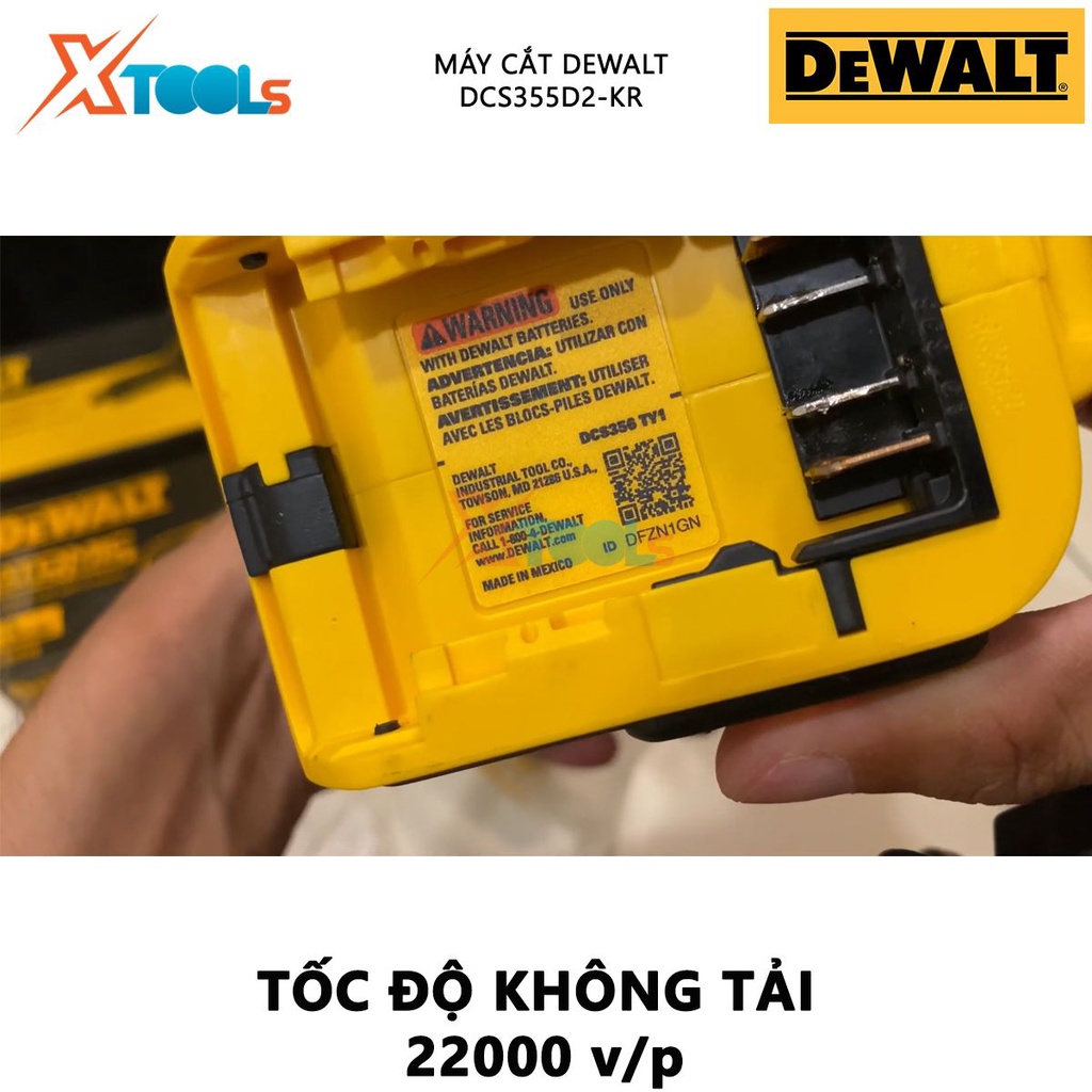 Máy cắt đa năng dùng pin DEWALT DCS355D2-KR Máy cắt rung Công suất300W,Tốc độ không tải22000v/p cắt trên nhiều vật liệu