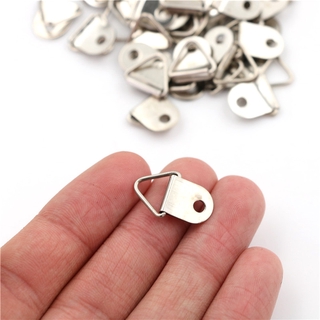 [LuckyToday] 50pcs Silver Triangle Mirror Hangers Strap D-Ring Hanging Picture Frame Hooks