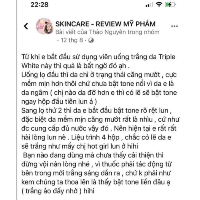 Viên uống chống nắng trắng da 𝐓𝐑𝐈𝐏𝐋𝐄 𝐖𝐇𝐈𝐓𝐄