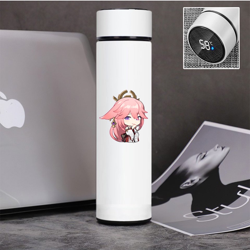 Đồng hồ báo thức để bàn in hình YAE MIKO GENSHIN IMPACT game anime chibi đèn led đổi màu