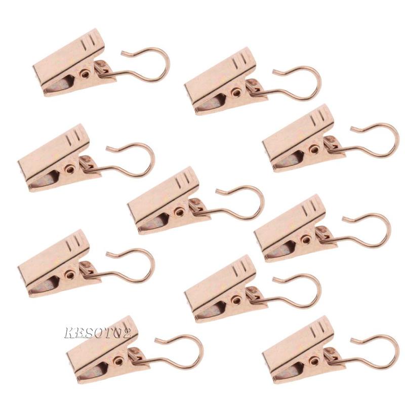 [Kesoto2] Set 10 Kẹp Treo Rèm Có Móc Bằng Bạc 32mm