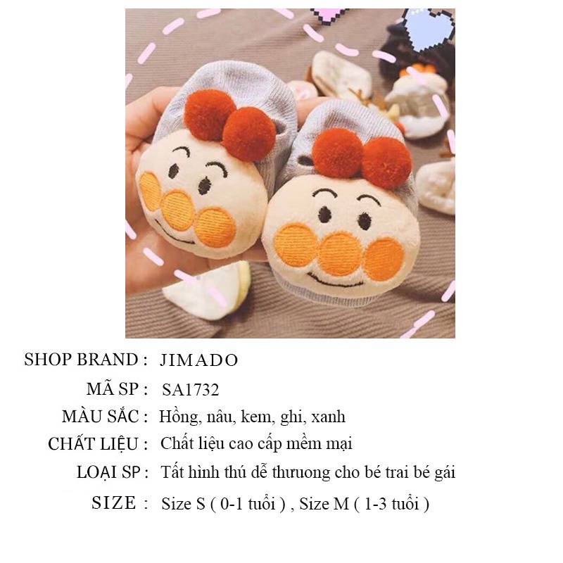 Tất cho bé gái bé trai thông hơi chống trơn trượt thoáng khí không bị mùi hài hình thú dễ thương cho bé JIMADO SA1732