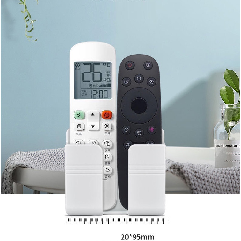 Giá đỡ dán tường treo remote máy lạnh đa năng, kệ treo sạc điện thoại, đầu dây điện tiện lợi