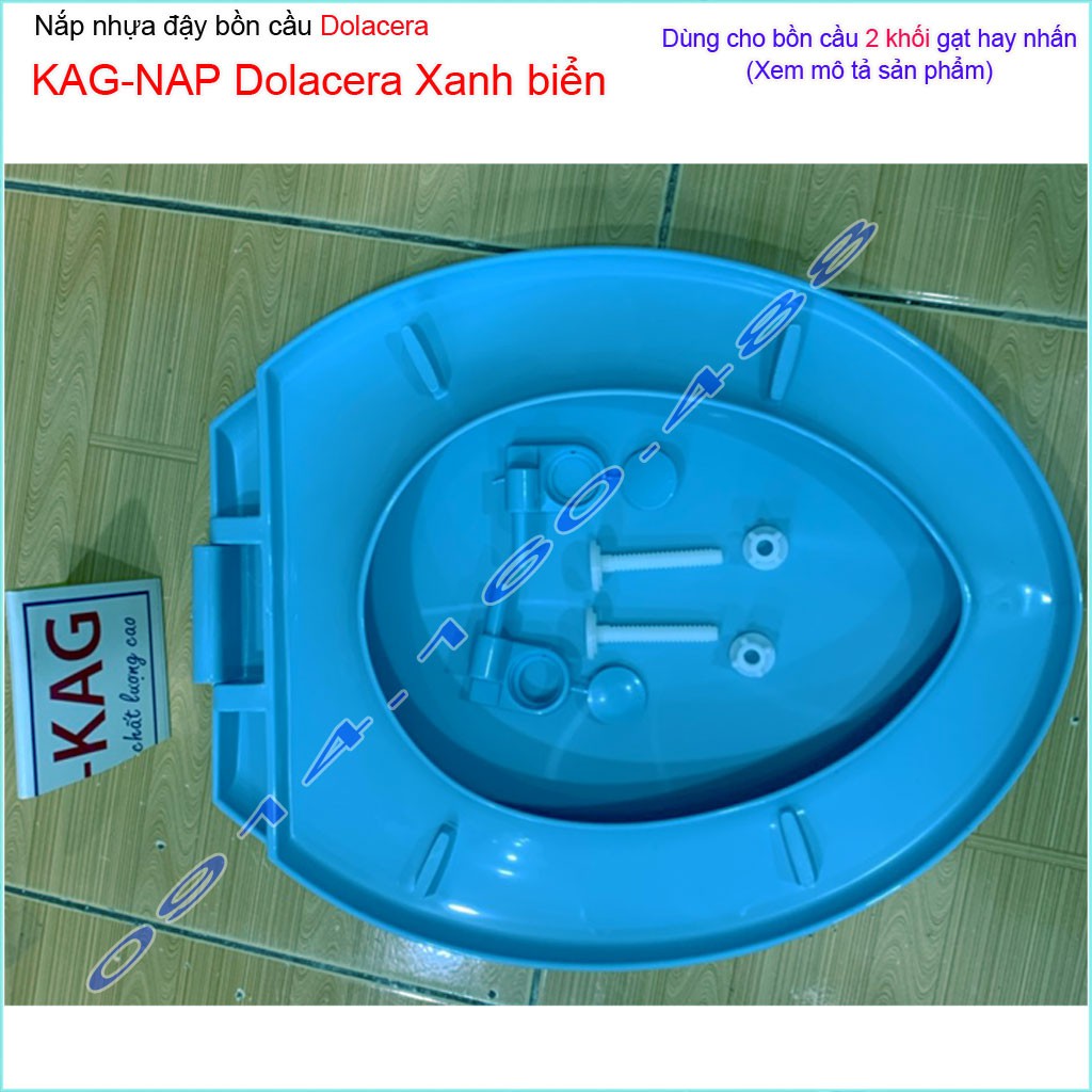 Nắp bồn cầu Dolcera KAG- NAP Dolacera xanh biển, trọn bộ nắp ngồi xí bệt 2 khối màu xanh