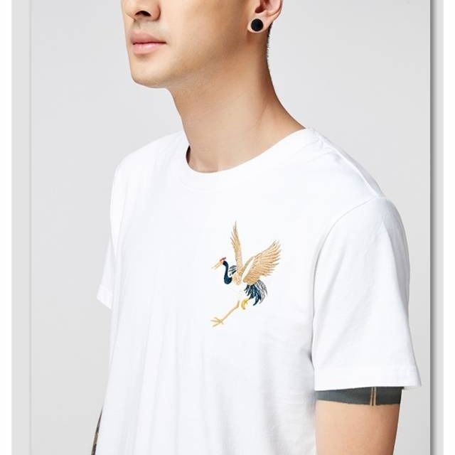 Áo Thun Cotton Ngắn Tay Thêu Hình Hạc Phong Cách Dân Tộc Thời Trang Mùa Hè Hàng Mới
