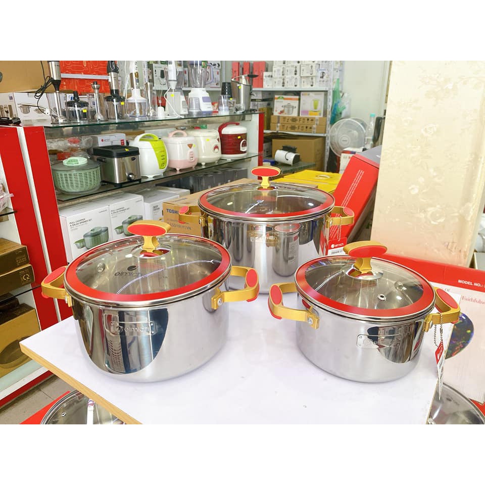 Bộ nồi Elmich 3 món đúc liền nguyên khối 2108MN chính hãng bảo hành 5 năm
