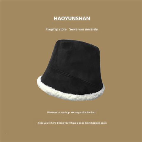 💗Món quà miễn phí💗Japanese wild face-covering suede fisherman hat autumn winter warmth thick plush basin showing face small bucket hat