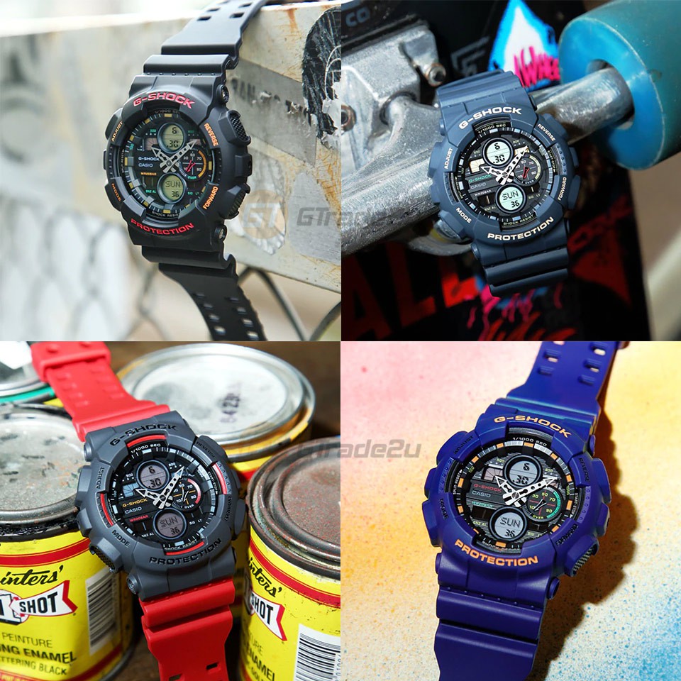 Đồng hồ nam Casio G Shock GA-140-6ADR Dây Nhựa Màu Tím - Chống Nước 200m - Chống va