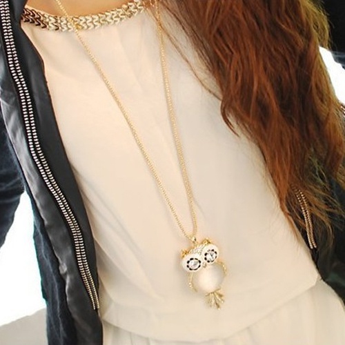 Dây chuyền hợp kim hình cú mèo đính đá sang trọng xinh xắn cá tính dành cho nữ