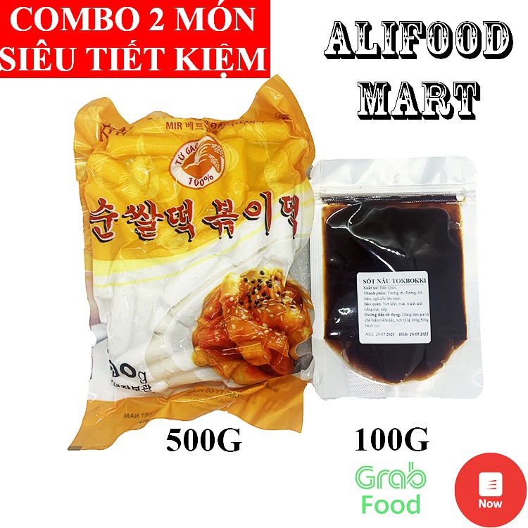 Combo 500g Bánh Gạo Cắt Khúc Gói Vàng + 100g Sốt Tokbokki