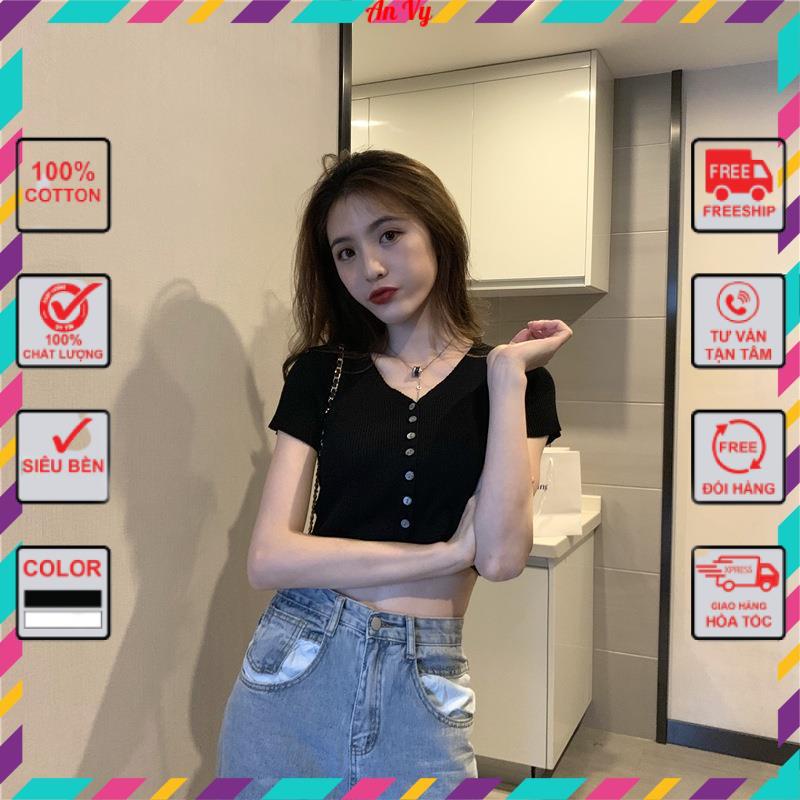 Áo croptop nữ kiểu cúc , áo croptop ôm body siêu xinh Freesize XD_OFFICAEL CR04
