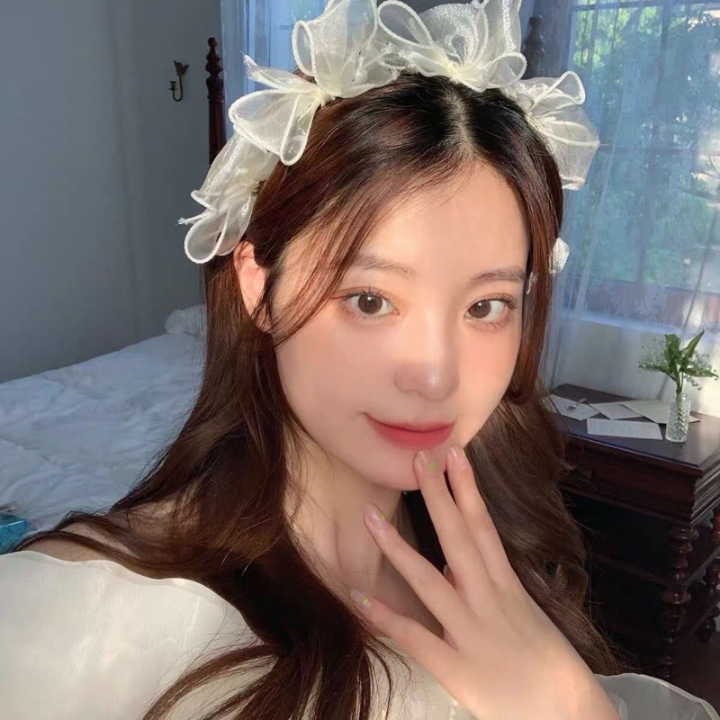 Cài tóc công chúa voan trắng cho nữ