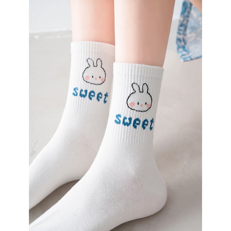 Tất nữ vỡ nữ cao cổ đa dạng trắng mặt gấu phong cách trẻ trung năng động dễ thương