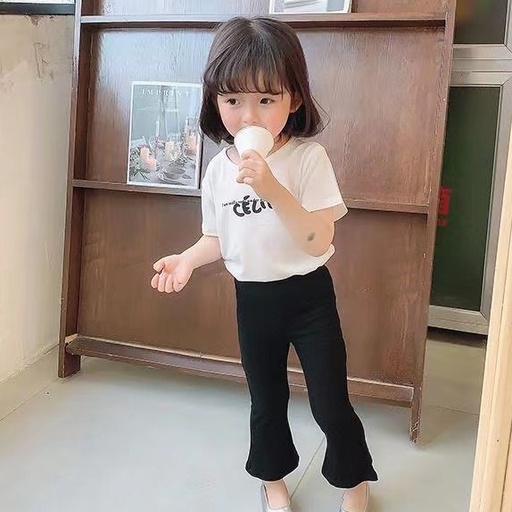 Quần Legging Bé Gái Quần Legging Ống Loe Màu Đen Co Giãn Cho Bé Gái Quần Áo Trẻ Em
