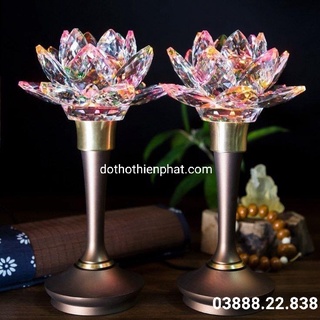 Cặp đèn thờ đá pha lê 12in cao cấp