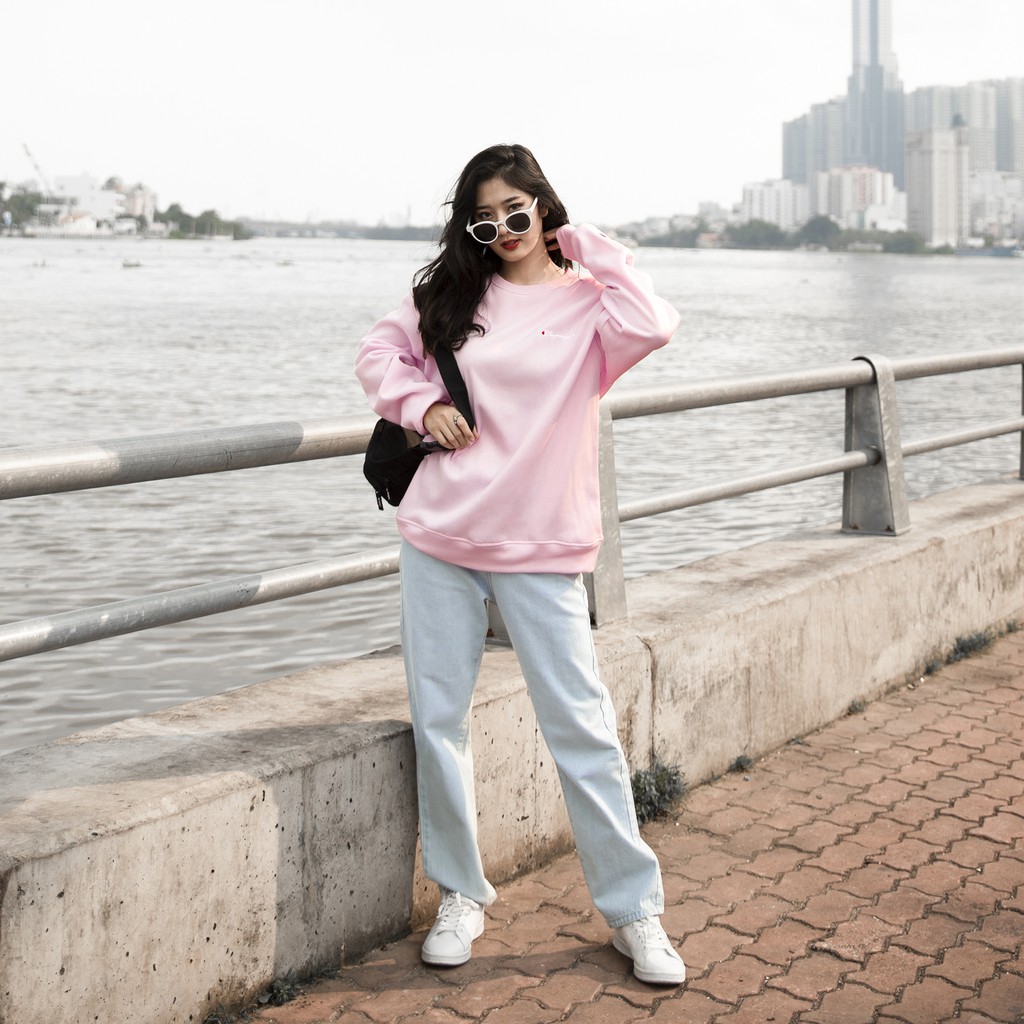 Áo Sweater Champion Màu Hồng