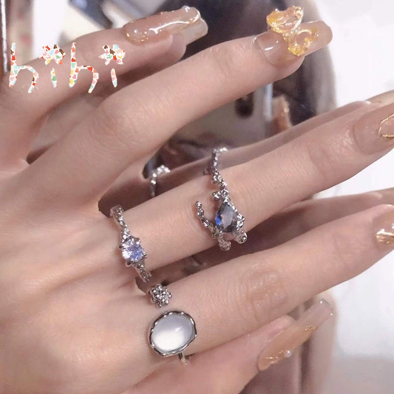 Nhẫn Hợp Kim Đính Đá Opal Nhân Tạo Thời Trang Cho Nữ