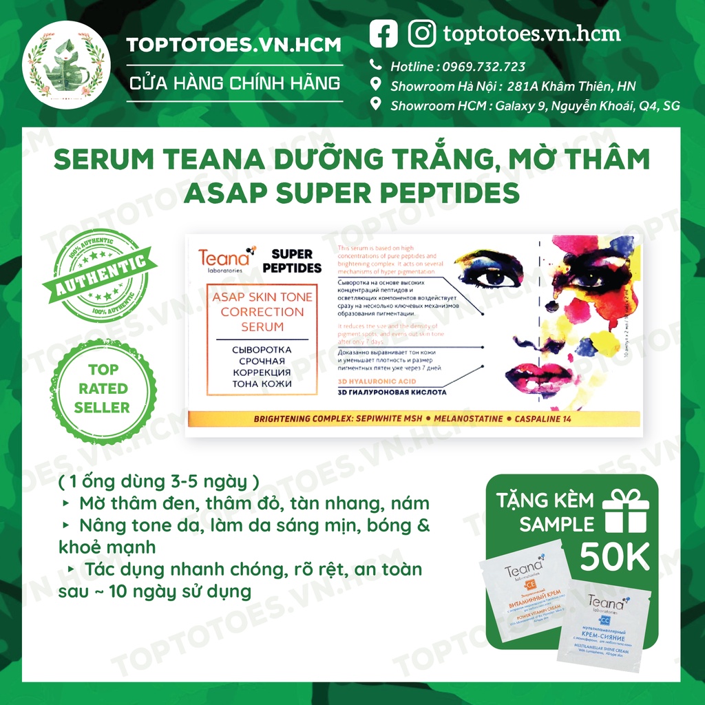 Serum Teana Super Peptides ASAP dưỡng trắng, mờ thâm, cải thiện kết cấu da