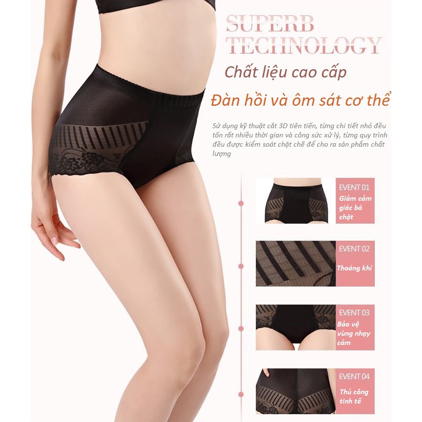 Quần Lót Cạp Cao Ren Mềm Không Lộ Viền Cao Cấp P361