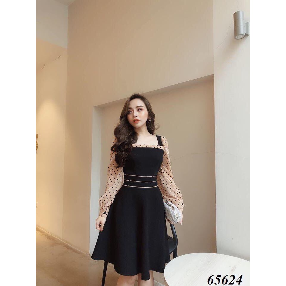ĐẦM XÒE DỰ TIỆC PHỐI TAY VOAN CHẤM BI SIÊU XINH
