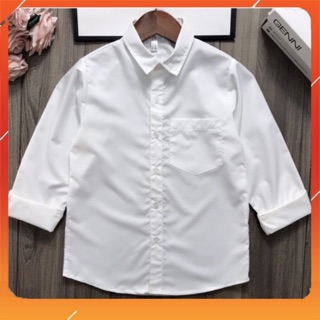 Áo sơ mi trắng bé trai 🔥FREESHIP 🔥 Áo sơ mi  dáng đơn giản dài tay có túi