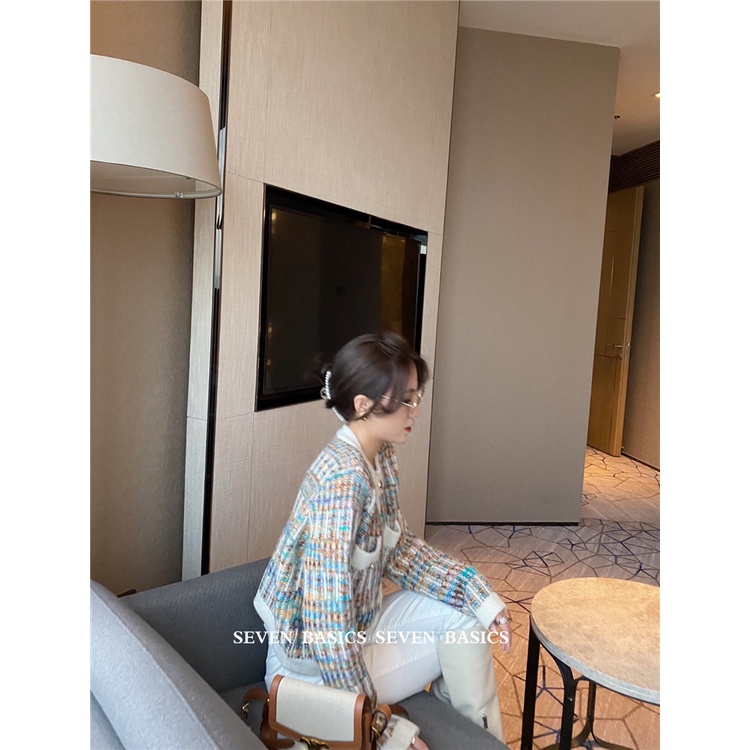 Áo cardigan dệt kim kẻ sọc màu cầu vồng thời trang mùa thu cho nữ | BigBuy360 - bigbuy360.vn