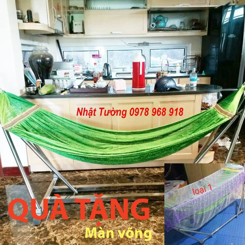 Võng xếp inox khung vuông tặng kèm lưới cỡ đại tặng kèm màn võng trị giá 99k