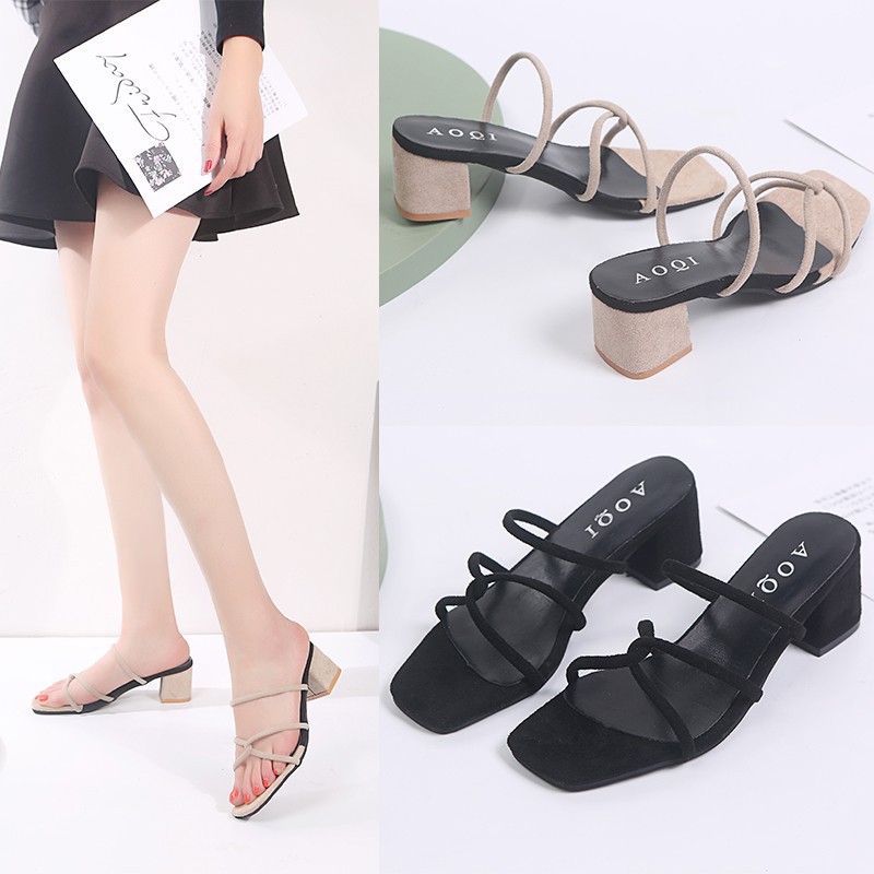 Giày Cao Gót Da Lộn Hở Ngón Size 35-44