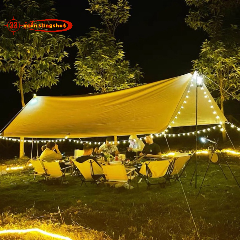 Đèn LED trang trí dây bóng tròn vàng ấm không nháy dùng pin tiện lợi, dùng đi du lịch cắm trại dã ngoại tiện lợi-DCP7