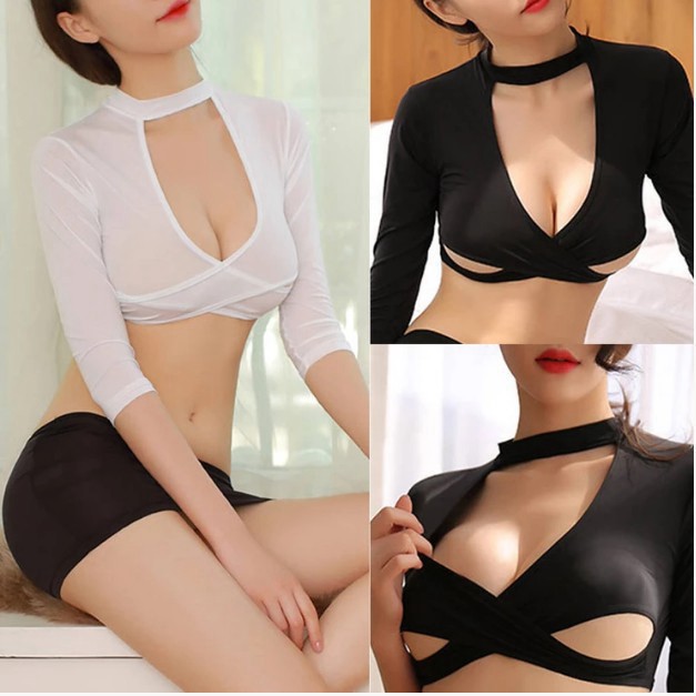 Set Bộ Đồ Ngủ Cosplay Cô Giáo Thảo Văn Phòng Công Sở Siêu Sexy Quyến Rũ Gợi Nhớ Về Tuổi Thơ Hai Màu Tùy Chọn