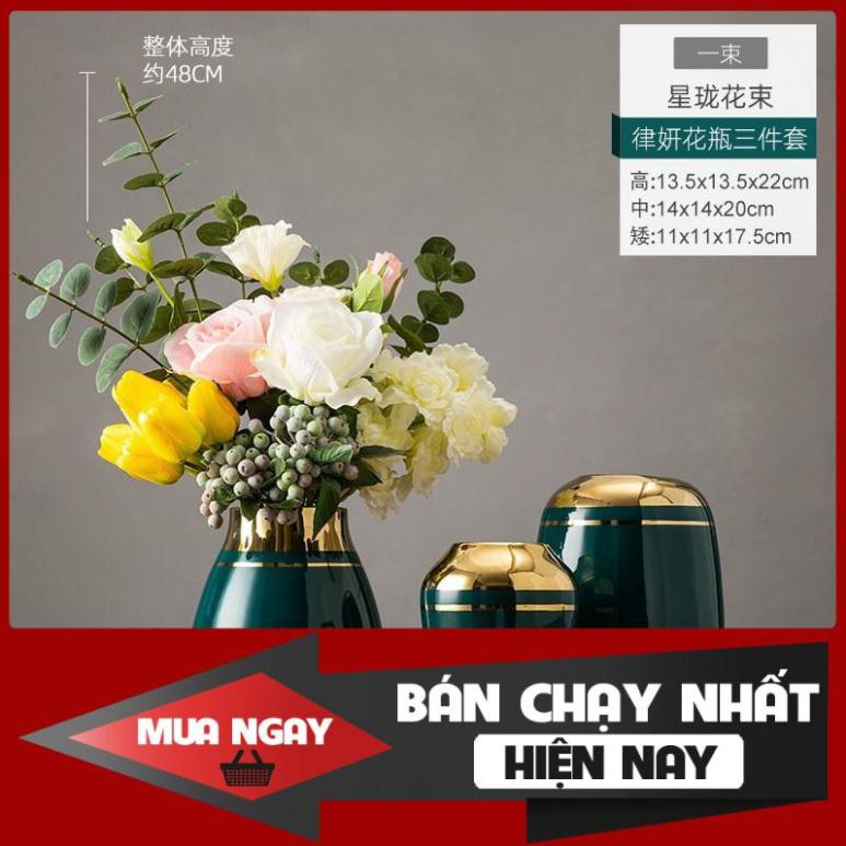 [SP BÁN CHẠY] Cặp bình lọ hoa gốm sứ xanh cổ vịt decor, cao cấp sang trọng