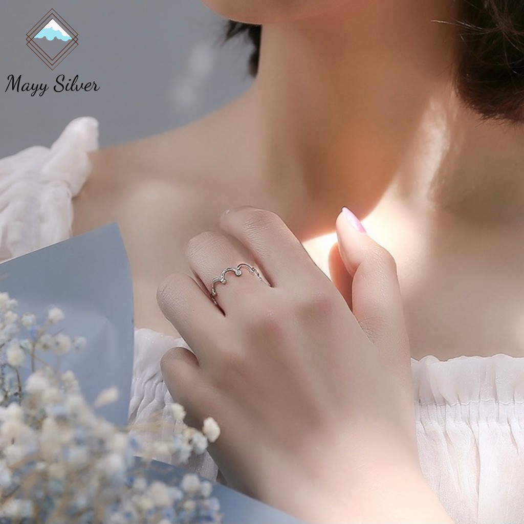 Nhẫn bạc Mayy Silver, nhẫn bạc thiết kế vương miện đính đá, tùy ý điều chỉnh size - Chamie