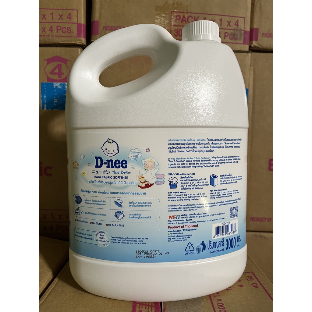 Combo 2 can nước giặt và nước xã Dnee 3000 ml - màu trắng
