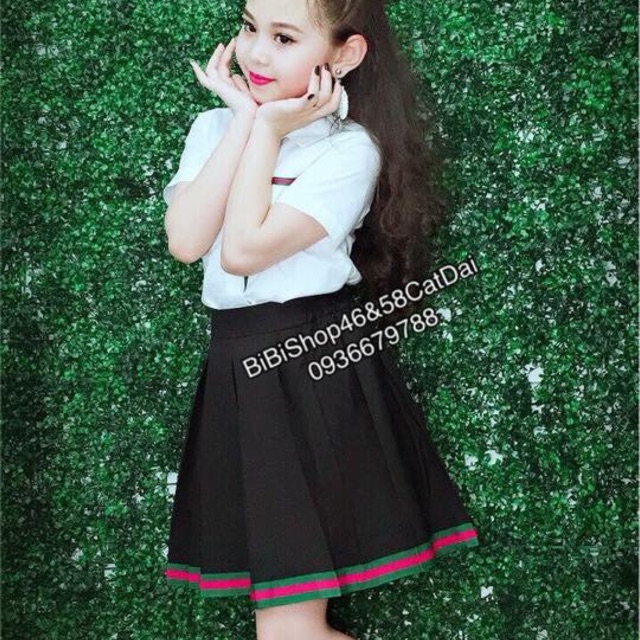 Set áo trắng váy đen cho bé