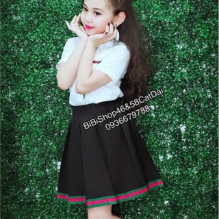 Set áo trắng váy đen cho bé