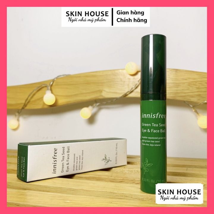 Lăn Dưỡng Mắt Innisfree - Kem dưỡng mắt có thanh lăn massage mắt Innisfree Green Tea Seed Eye &amp; Face Ball 10ml