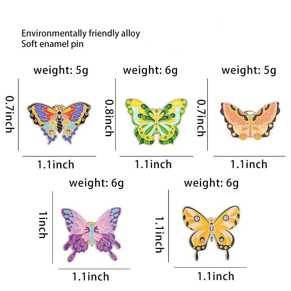 Cartoon Colorful Butterfly Enamel Pin Insect Brooch Purple Butterfly Pins Lapel Badges Jewelry Gift For Friends