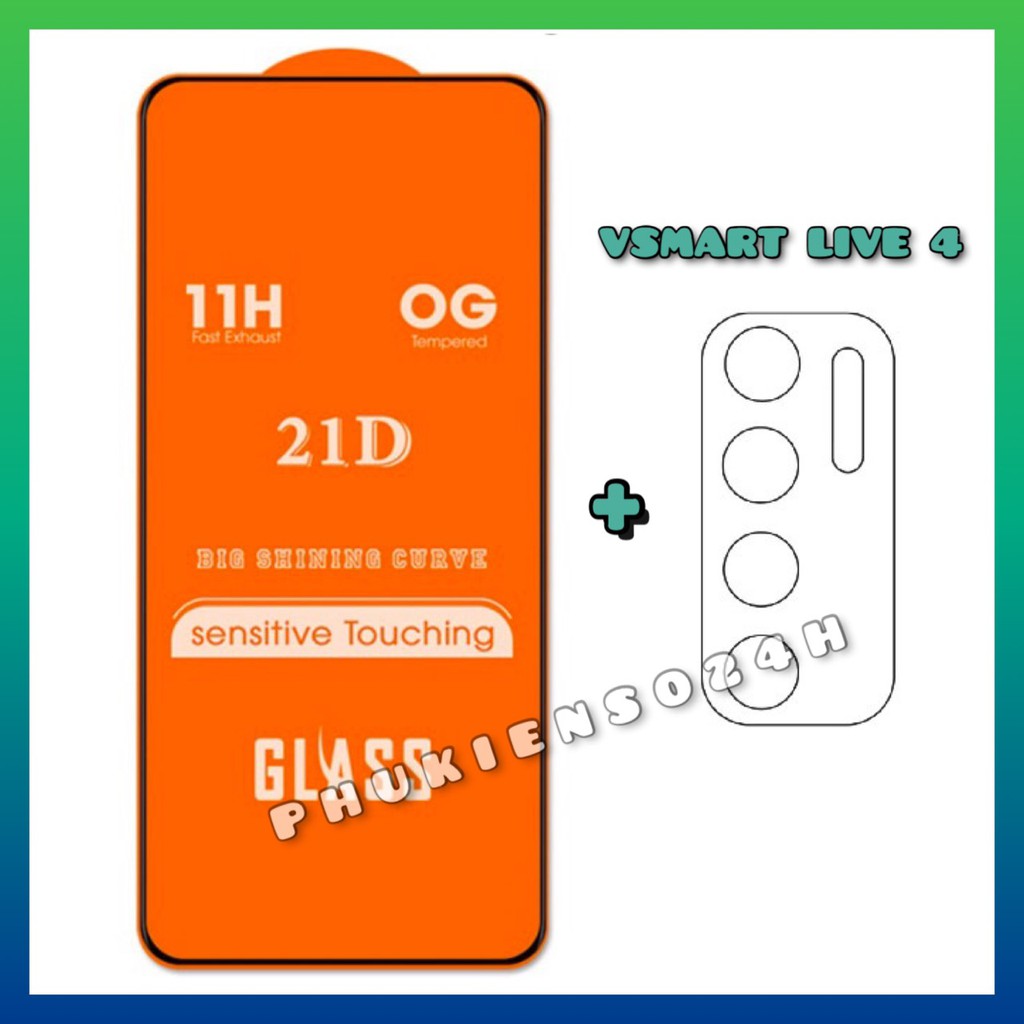 [Vsmart Live 4] Combo Kính Cường lực Full màn hình + dán bảo vệ camera Vsmart Live 4 - phukienso24h