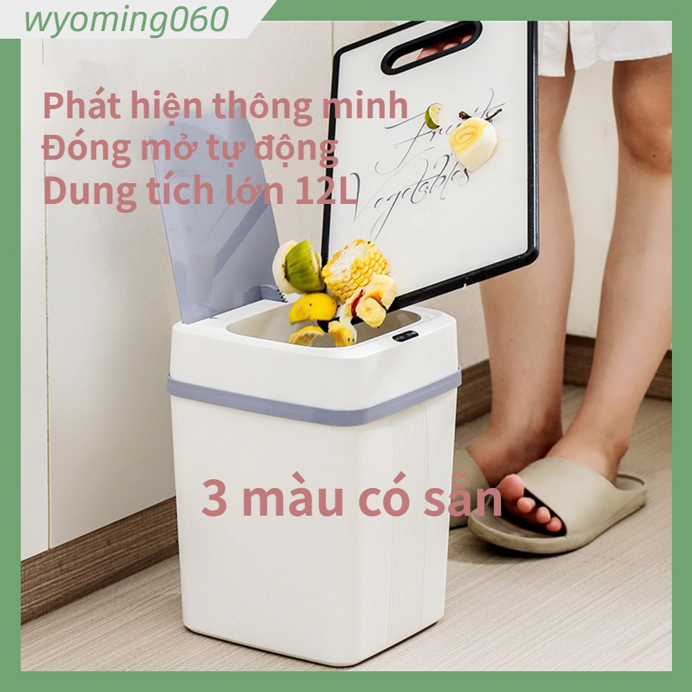 [Hàng Sẵn] Thùng Rác Thông Minh Thùng Rác Cảm Biến Tự Động Đóng Mở Nắp Thiết Kế Sang Trọng Tiện Lợi Vệ SinhĐèn Rọi【Wyoming060】