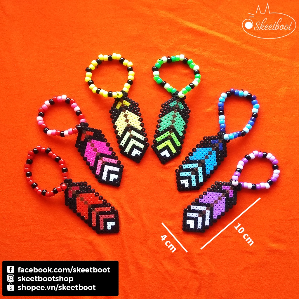 Vòng kandi lông vũ - vòng tay perler lông vũ nhiều màu - phụ kiện rave edm festival