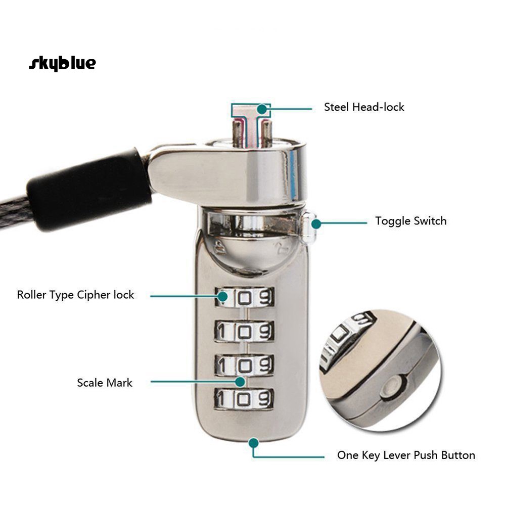 Cáp khóa máy tính notebook PC có mật mã chống trộm | BigBuy360 - bigbuy360.vn