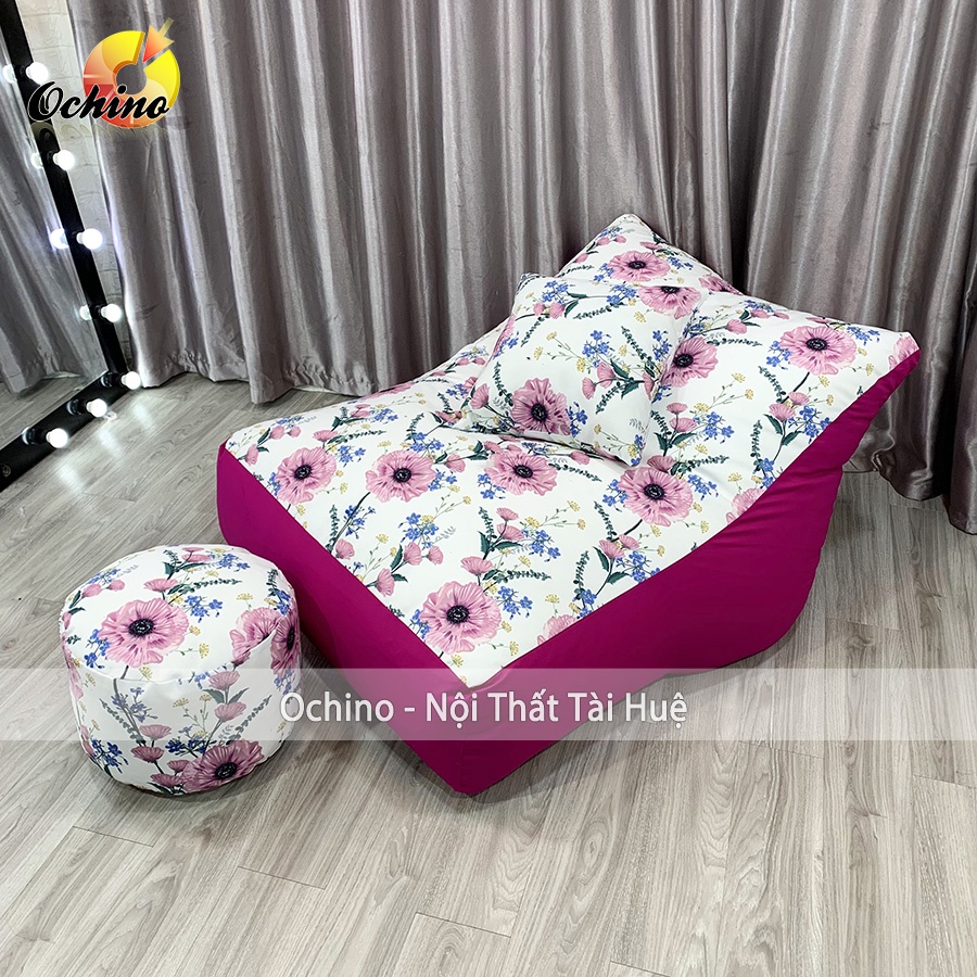 Ghế Lười Hạt Xốp Dáng Sofa Bệt Phong Cách Hiện Đại Gồm 3 Món Size To (Đủ Cả Lõi Xốp)