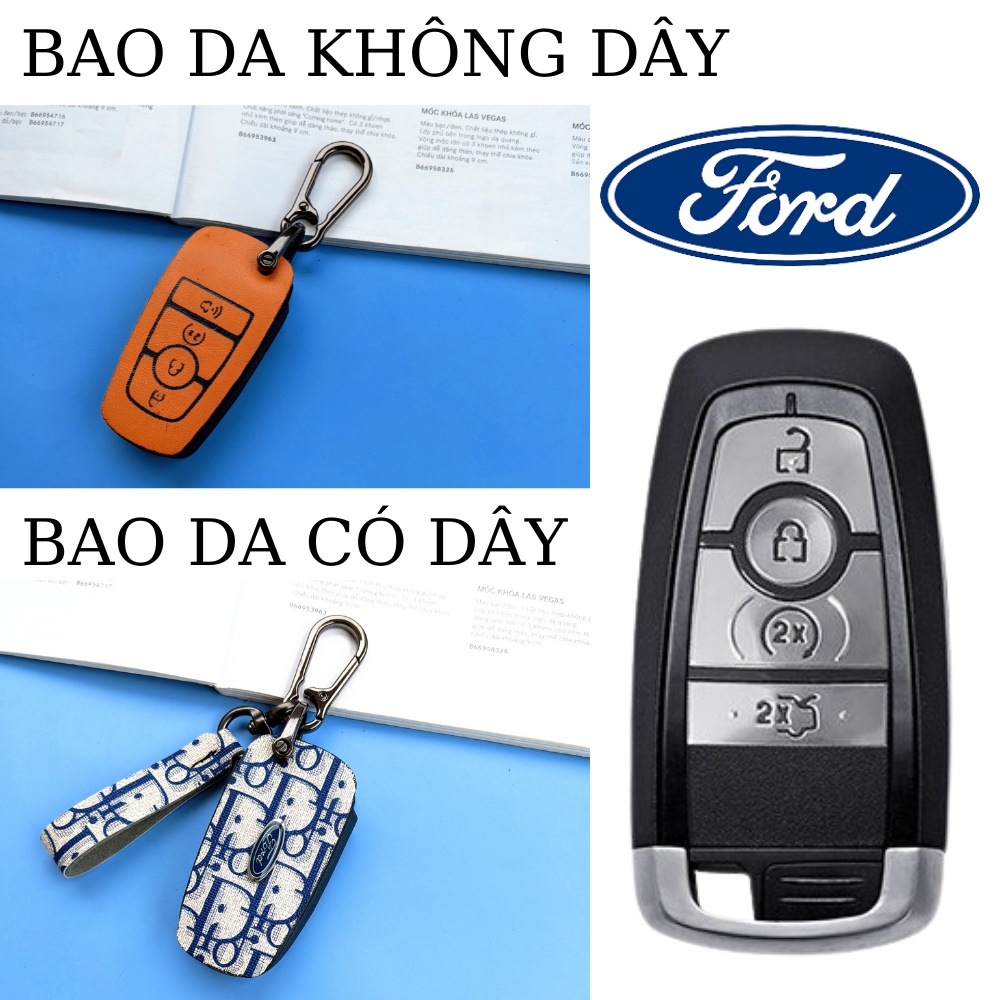 Bao da chìa khoá xe Ford Everest Ranger Raptor Explorer 4 nút bấm (FE4)