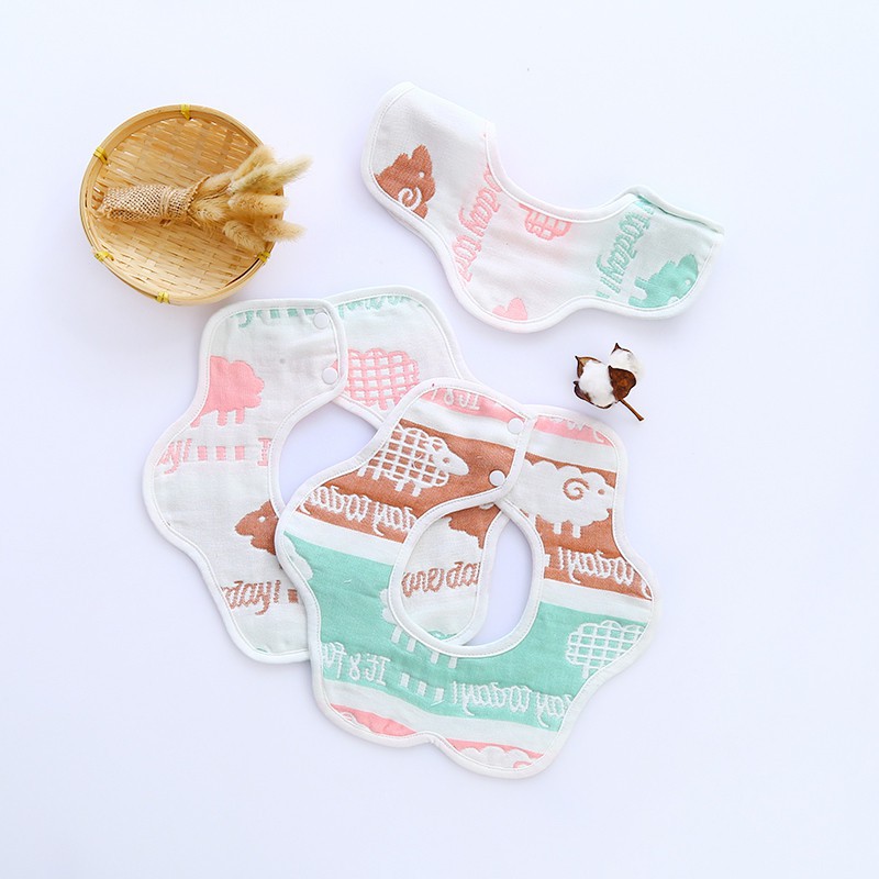 Yếm ăn cotton hình bông hoa in họa tiết xinh xắn dành cho các bé