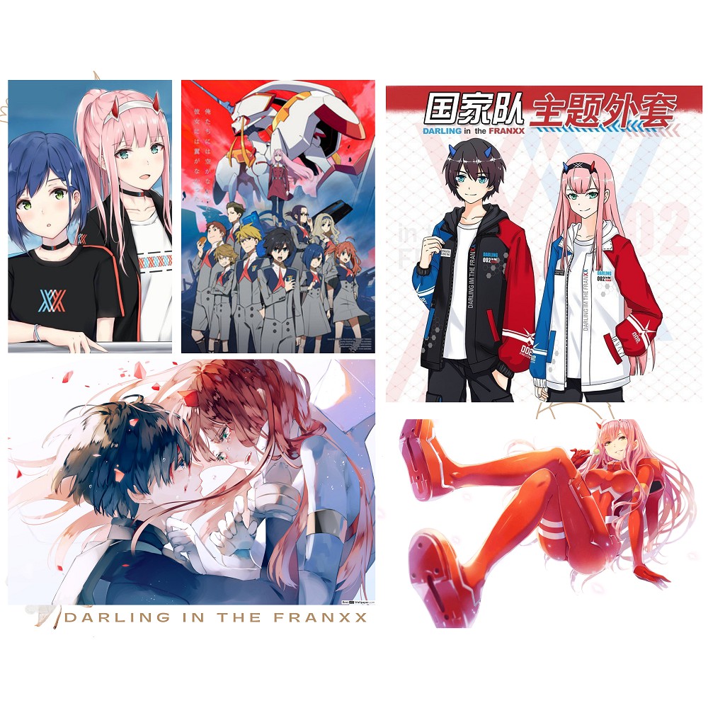 Postcard Darling In The Franxx có dán sticker in hình anime - Quà Tặng